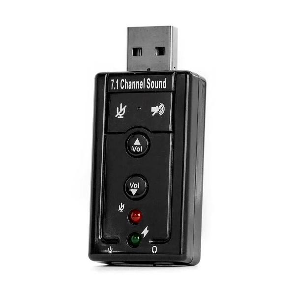 Foto do produto  Adaptador Placa Som USB 7.1 / P2 Fone E Microfone
