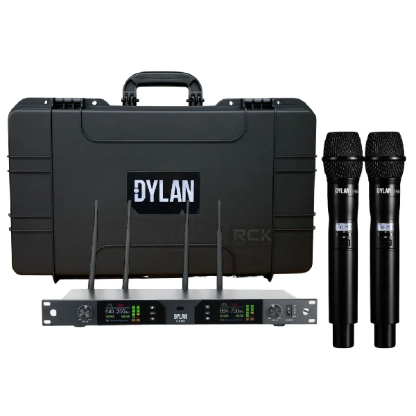 Foto do produto  Sistema de Transmissao s/ Fio Dylan D-9500 UHF true diversity padrao, 2 bastões receptores 